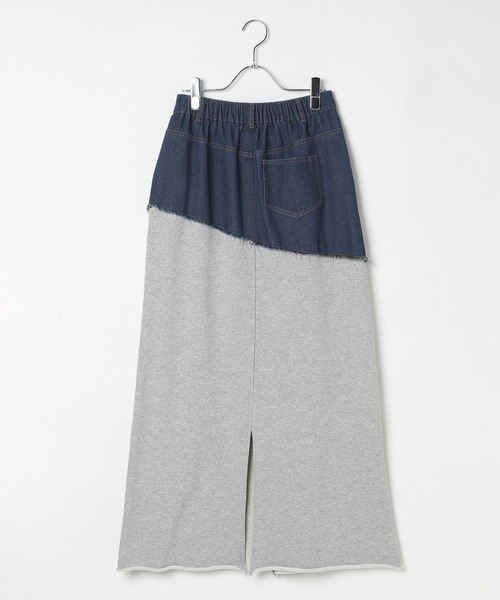 BAYFLOW（ベイフロー）の「[ストレッチ入りで動きやすい]異素材キリカエスカート（スカート・レディース・ブラック/インディゴブルー・FREE）」の18枚目の写真