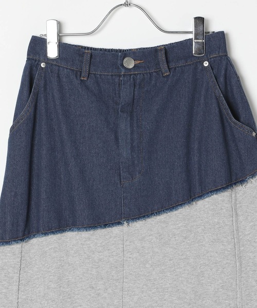 BAYFLOW（ベイフロー）の「[ストレッチ入りで動きやすい]異素材キリカエスカート（スカート・レディース・ブラック/インディゴブルー・FREE）」の19枚目の写真