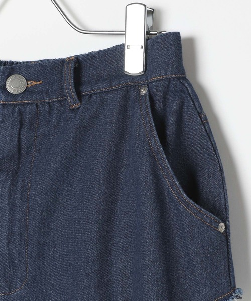 BAYFLOW（ベイフロー）の「[ストレッチ入りで動きやすい]異素材キリカエスカート（スカート・レディース・ブラック/インディゴブルー・FREE）」の20枚目の写真