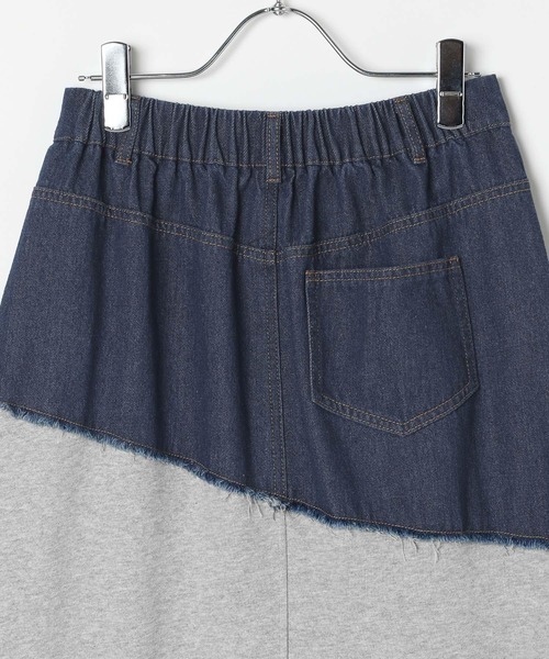 BAYFLOW（ベイフロー）の「[ストレッチ入りで動きやすい]異素材キリカエスカート（スカート・レディース・ブラック/インディゴブルー・FREE）」の21枚目の写真
