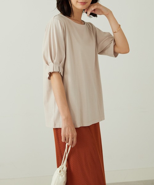 BELLUNA PLUS(ベルーナ)の「ヒンヤリ!袖タックデザインプルオーバー(Tシャツ/カットソー・レディース・グレイッシュベージュ/フューシャピンク/ロイヤルブルー・X-LARGE/LARGE/MEDIUM)」の11枚目の写真