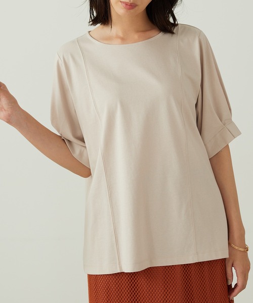 BELLUNA PLUS(ベルーナ)の「ヒンヤリ!袖タックデザインプルオーバー(Tシャツ/カットソー・レディース・グレイッシュベージュ/フューシャピンク/ロイヤルブルー・X-LARGE/LARGE/MEDIUM)」の4枚目の写真