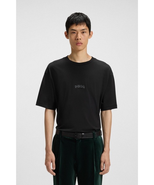 HUGO(ヒューゴ)の「コットンジャージー Tシャツ ロゴエンブロイダリー(Tシャツ/カットソー・メンズ・ブラック・M/XXL/L/XS/XL/S)」の1枚目の写真