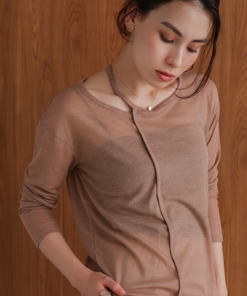 Bou Jeloud(ブージュルード)の「スラブシアーデザインプルオーバー(Tシャツ/カットソー・レディース・ブラウン/ブラック/ブルー/ライトグレー・38)」の11枚目の写真
