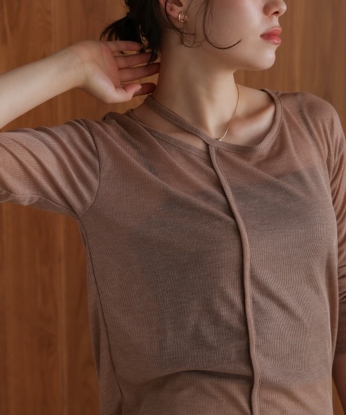 Bou Jeloud(ブージュルード)の「スラブシアーデザインプルオーバー(Tシャツ/カットソー・レディース・ブラウン/ブラック/ブルー/ライトグレー・38)」の15枚目の写真