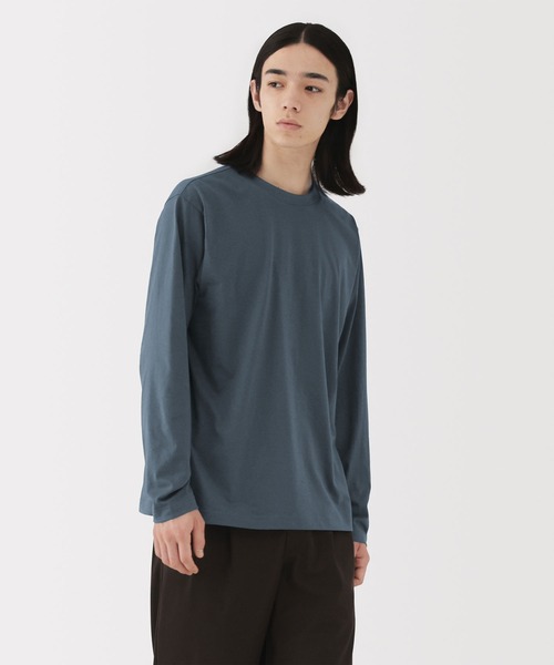 無印良品（ムジルシリョウヒン）の「紳士　天竺編みクルーネック長袖Ｔシャツ（Tシャツ/カットソー・メンズ・ブラック/スモークピンク/スモーキーグリーン系/ホワイト/ダークネイビー/ブルー系・S/M/L/XL）」の5枚目の写真