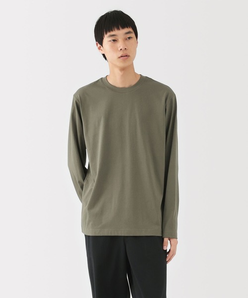 無印良品（ムジルシリョウヒン）の「紳士　天竺編みクルーネック長袖Ｔシャツ（Tシャツ/カットソー・メンズ・ブラック/スモークピンク/スモーキーグリーン系/ホワイト/ダークネイビー/ブルー系・S/M/L/XL）」の3枚目の写真