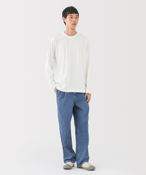 無印良品（ムジルシリョウヒン）の「紳士　天竺編みクルーネック長袖Ｔシャツ（Tシャツ/カットソー・メンズ・ブラック/スモークピンク/スモーキーグリーン系/ホワイト/ダークネイビー/ブルー系・S/M/L/XL）」の7枚目の写真