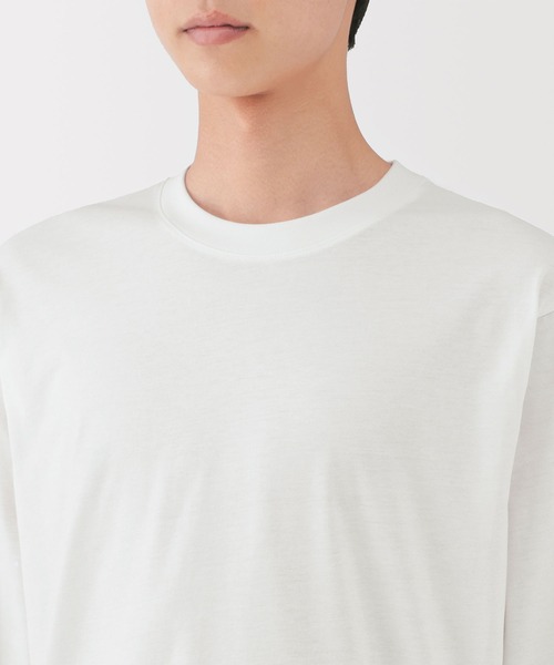 無印良品（ムジルシリョウヒン）の「紳士　天竺編みクルーネック長袖Ｔシャツ（Tシャツ/カットソー・メンズ・ブラック/スモークピンク/スモーキーグリーン系/ホワイト/ダークネイビー/ブルー系・S/M/L/XL）」の10枚目の写真