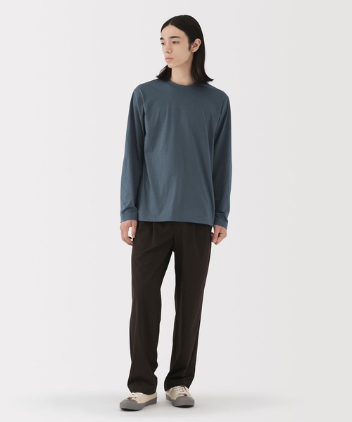 無印良品（ムジルシリョウヒン）の「紳士　天竺編みクルーネック長袖Ｔシャツ（Tシャツ/カットソー・メンズ・ブラック/スモークピンク/スモーキーグリーン系/ホワイト/ダークネイビー/ブルー系・S/M/L/XL）」の22枚目の写真