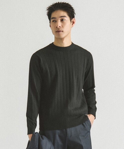 ABAHOUSE GRAY(アバハウスグレイ)の「【カシミヤタッチ】プルオーバー クルーネック ニット / ウォッシャブル(ニット/セーター・メンズ・セージグリーン/チャコールグレー/ブラック/ホワイト/ネイビー・46/48/50)」の2枚目の写真