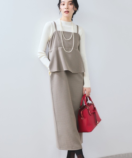 VIS（ビス）の「【WEB限定】【美easy】ウーリッシュ ペプラム切替キャミワンピース【洗える】（ワンピース・レディース・ブラック/ベージュ/ベージュ系その他2/グレー/ダークブラウン・FREE）」の6枚目の写真