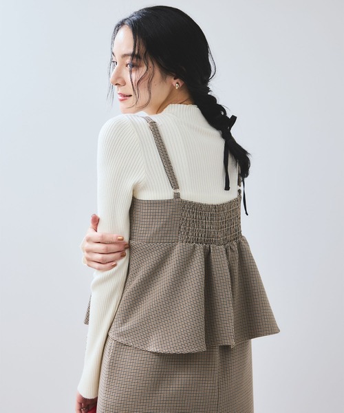 VIS（ビス）の「【WEB限定】【美easy】ウーリッシュ ペプラム切替キャミワンピース【洗える】（ワンピース・レディース・ブラック/ベージュ/ベージュ系その他2/グレー/ダークブラウン・FREE）」の7枚目の写真