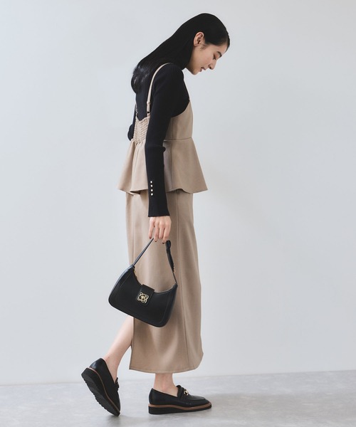 VIS（ビス）の「【WEB限定】【美easy】ウーリッシュ ペプラム切替キャミワンピース【洗える】（ワンピース・レディース・ブラック/ベージュ/ベージュ系その他2/グレー/ダークブラウン・FREE）」の8枚目の写真