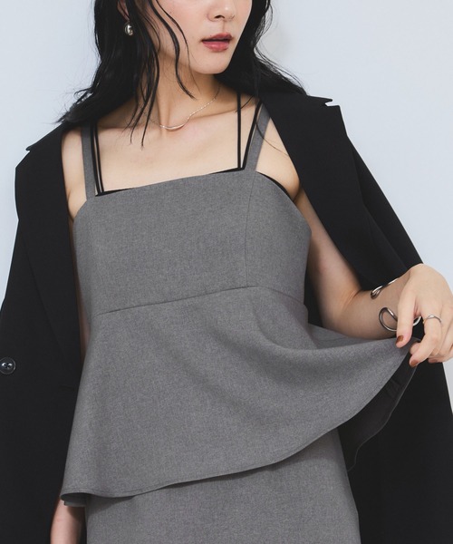 VIS（ビス）の「【WEB限定】【美easy】ウーリッシュ ペプラム切替キャミワンピース【洗える】（ワンピース・レディース・ブラック/ベージュ/ベージュ系その他2/グレー/ダークブラウン・FREE）」の14枚目の写真