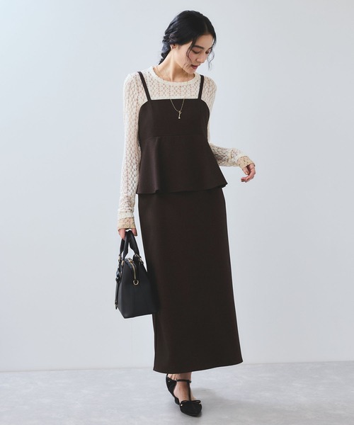VIS（ビス）の「【WEB限定】【美easy】ウーリッシュ ペプラム切替キャミワンピース【洗える】（ワンピース・レディース・ブラック/ベージュ/ベージュ系その他2/グレー/ダークブラウン・FREE）」の19枚目の写真