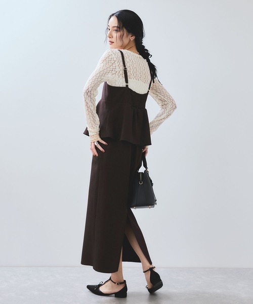 VIS（ビス）の「【WEB限定】【美easy】ウーリッシュ ペプラム切替キャミワンピース【洗える】（ワンピース・レディース・ブラック/ベージュ/ベージュ系その他2/グレー/ダークブラウン・FREE）」の20枚目の写真