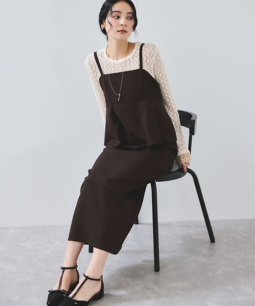 WEB限定】【美easy】ウーリッシュ ペプラム切替キャミワンピース