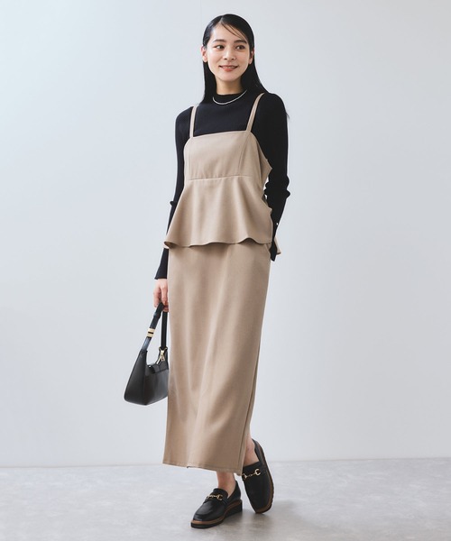 VIS（ビス）の「【WEB限定】【美easy】ウーリッシュ ペプラム切替キャミワンピース【洗える】（ワンピース・レディース・ブラック/ベージュ/ベージュ系その他2/グレー/ダークブラウン・FREE）」の9枚目の写真