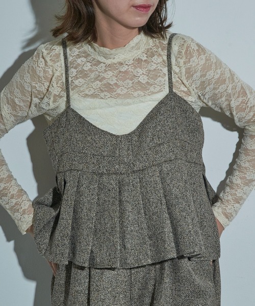 MAISON BREEZE reveur(メゾンブリーズレヴール)の「【MAISON BREEZE reveur】ツイード プリーツビスチェオールインワン DTK(つなぎ/オールインワン・レディース・ブラウン/グレー/ブラック・FREE)」の7枚目の写真