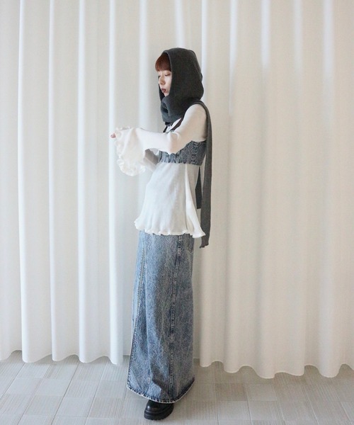 RIB MIX DENIM BUSTIER（その他トップス）｜Ameri（アメリ）の