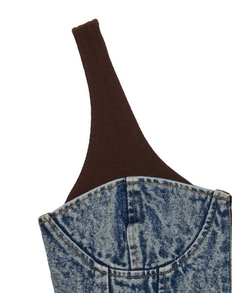 【新品】Ameri/RIB MIX DENIM BUSTIER/S RIB MIX DENIM BUSTIER
