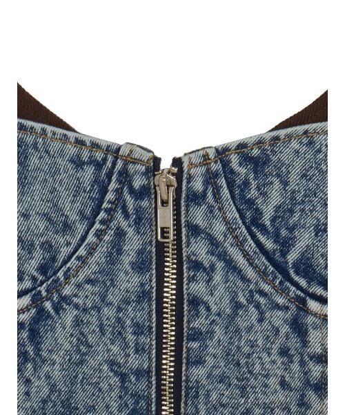 ★ほう★ アメリヴィンテージ　RIB MIX DENIM BUSTIER RIB MIX DENIM BUSTIER（その他トップス）｜Ameri（アメリ）の