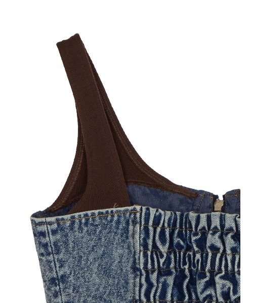 RIB MIX DENIM BUSTIER（その他トップス）｜Ameri（アメリ）の