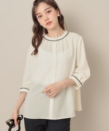 couture brooch（クチュールブローチ）の「【6分袖・通勤】配色ジョーゼットブラウス（シャツ/ブラウス）」