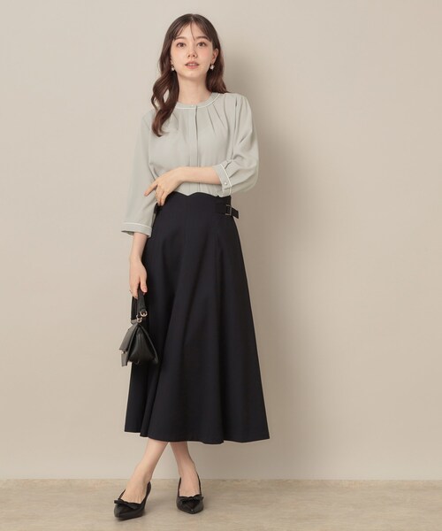 couture brooch(クチュールブローチ)の「【6分袖・通勤】配色ジョーゼットブラウス(シャツ/ブラウス・レディース・グレー系4/アイボリー系4/ネイビー系4・40/38/42/36)」の14枚目の写真
