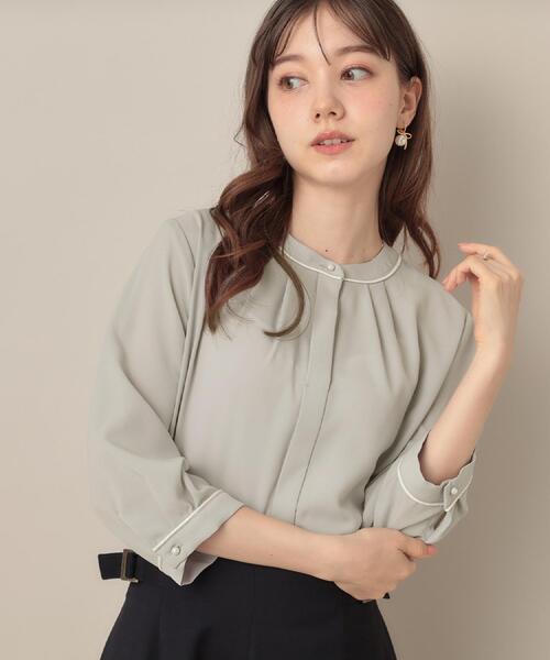 couture brooch(クチュールブローチ)の「【6分袖・通勤】配色ジョーゼットブラウス(シャツ/ブラウス・レディース・グレー系4/アイボリー系4/ネイビー系4・40/38/42/36)」の17枚目の写真