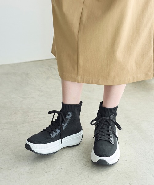 coca(ANDEX shoes product)(コカ)の「軽量 レースアップ ニットブーツ(ブーツ・レディース・ブラック・SMALL/MEDIUM/LARGE)」の3枚目の写真
