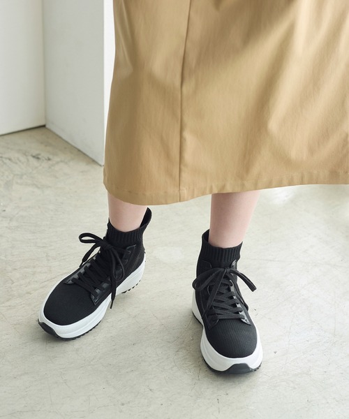 coca(ANDEX shoes product)(コカ)の「軽量 レースアップ ニットブーツ(ブーツ・レディース・ブラック・SMALL/MEDIUM/LARGE)」の4枚目の写真