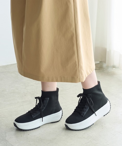 coca(ANDEX shoes product)(コカ)の「軽量 レースアップ ニットブーツ(ブーツ・レディース・ブラック・SMALL/MEDIUM/LARGE)」の5枚目の写真