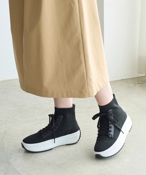 coca(ANDEX shoes product)(コカ)の「軽量 レースアップ ニットブーツ(ブーツ・レディース・ブラック・SMALL/MEDIUM/LARGE)」の6枚目の写真
