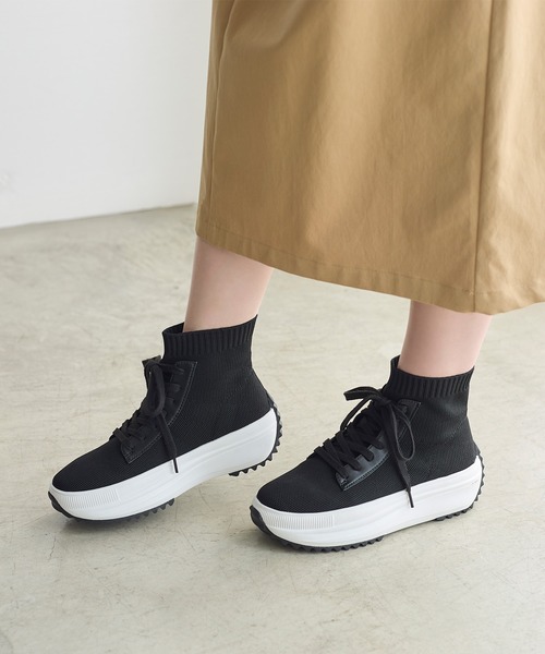 coca(ANDEX shoes product)(コカ)の「軽量 レースアップ ニットブーツ(ブーツ・レディース・ブラック・SMALL/MEDIUM/LARGE)」の9枚目の写真