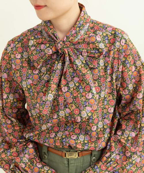 Dot&Stripes CHILD WOMAN(ドットアンドストライプス チャイルドウーマン)の「リバティ/LIBERTY ベゴニアボウタイブラウス(シャツ/ブラウス・レディース・ピンク/グリーン・FREE)」の3枚目の写真