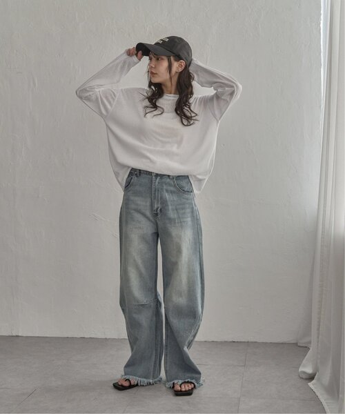 notch.(ノッチ)の「【 notch. by yui 】スラブシアーオーバートップス(Tシャツ/カットソー・レディース・ブルー/モカ/ホワイト/ブラック/イエロー/オレンジ・M)」の19枚目の写真