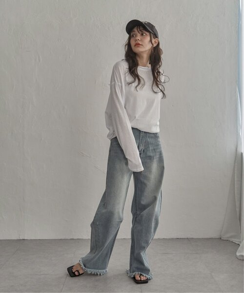 notch.(ノッチ)の「【 notch. by yui 】スラブシアーオーバートップス(Tシャツ/カットソー・レディース・ブルー/モカ/ホワイト/ブラック/イエロー/オレンジ・M)」の15枚目の写真