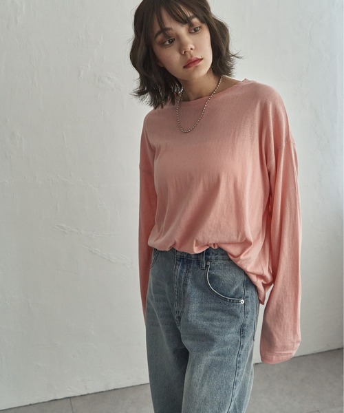 notch.(ノッチ)の「【 notch. by yui 】スラブシアーオーバートップス(Tシャツ/カットソー・レディース・ブルー/モカ/ホワイト/ブラック/イエロー/オレンジ・M)」の6枚目の写真