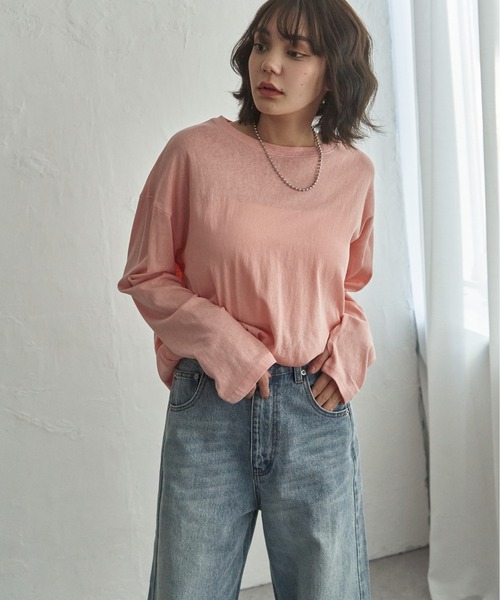notch.(ノッチ)の「【 notch. by yui 】スラブシアーオーバートップス(Tシャツ/カットソー・レディース・ブルー/モカ/ホワイト/ブラック/イエロー/オレンジ・M)」の10枚目の写真