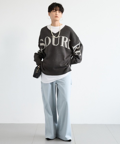 BARNYARDSTORM(バンヤードストーム)の「BARNYARDSTORM / ビッグロゴVネックニット / ハンドウォッシャブル【WEB限定カラー】【YouTube「i.style closet」紹介アイテム】(ニット/セーター・レディース・ブラウン/グレー/オートミール・FREE)」の5枚目の写真