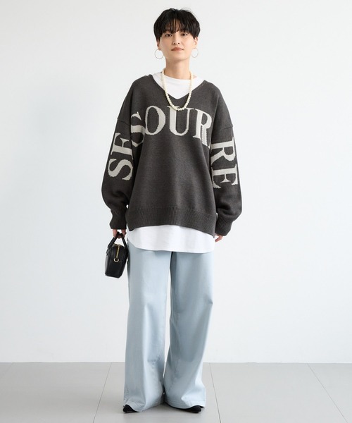 BARNYARDSTORM(バンヤードストーム)の「BARNYARDSTORM / ビッグロゴVネックニット / ハンドウォッシャブル【WEB限定カラー】【YouTube「i.style closet」紹介アイテム】(ニット/セーター・レディース・ブラウン/グレー/オートミール・FREE)」の6枚目の写真