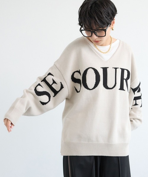 BARNYARDSTORM(バンヤードストーム)の「BARNYARDSTORM / ビッグロゴVネックニット / ハンドウォッシャブル【WEB限定カラー】【YouTube「i.style closet」紹介アイテム】(ニット/セーター・レディース・ブラウン/グレー/オートミール・FREE)」の7枚目の写真