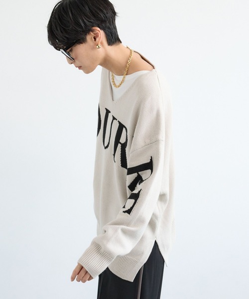 BARNYARDSTORM(バンヤードストーム)の「BARNYARDSTORM / ビッグロゴVネックニット / ハンドウォッシャブル【WEB限定カラー】【YouTube「i.style closet」紹介アイテム】(ニット/セーター・レディース・ブラウン/グレー/オートミール・FREE)」の8枚目の写真