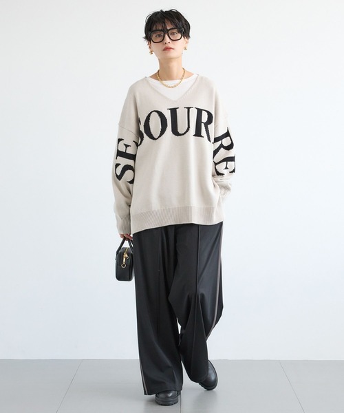 BARNYARDSTORM(バンヤードストーム)の「BARNYARDSTORM / ビッグロゴVネックニット / ハンドウォッシャブル【WEB限定カラー】【YouTube「i.style closet」紹介アイテム】(ニット/セーター・レディース・ブラウン/グレー/オートミール・FREE)」の9枚目の写真