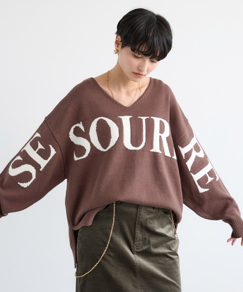 BARNYARDSTORM(バンヤードストーム)の「BARNYARDSTORM / ビッグロゴVネックニット / ハンドウォッシャブル【WEB限定カラー】【YouTube「i.style closet」紹介アイテム】(ニット/セーター・レディース・ブラウン/グレー/オートミール・FREE)」の12枚目の写真