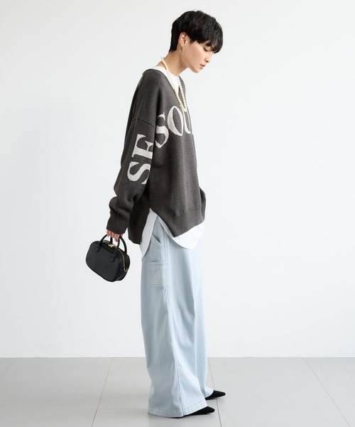 BARNYARDSTORM(バンヤードストーム)の「BARNYARDSTORM / ビッグロゴVネックニット / ハンドウォッシャブル【WEB限定カラー】【YouTube「i.style closet」紹介アイテム】(ニット/セーター・レディース・ブラウン/グレー/オートミール・FREE)」の17枚目の写真