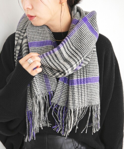 セール】quaranciel: カシミヤ ミックス チェック ストール 25AW