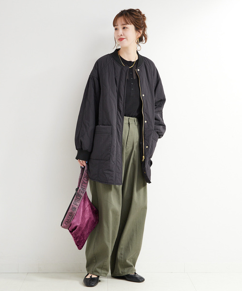 B.C STOCK（ベーセーストック）の「《追加3》【WEB+一部店舗限定】保温 / リブ付き中綿ブルゾン（その他アウター・レディース・ブラック/カーキ/アイボリー・FREE）」の21枚目の写真